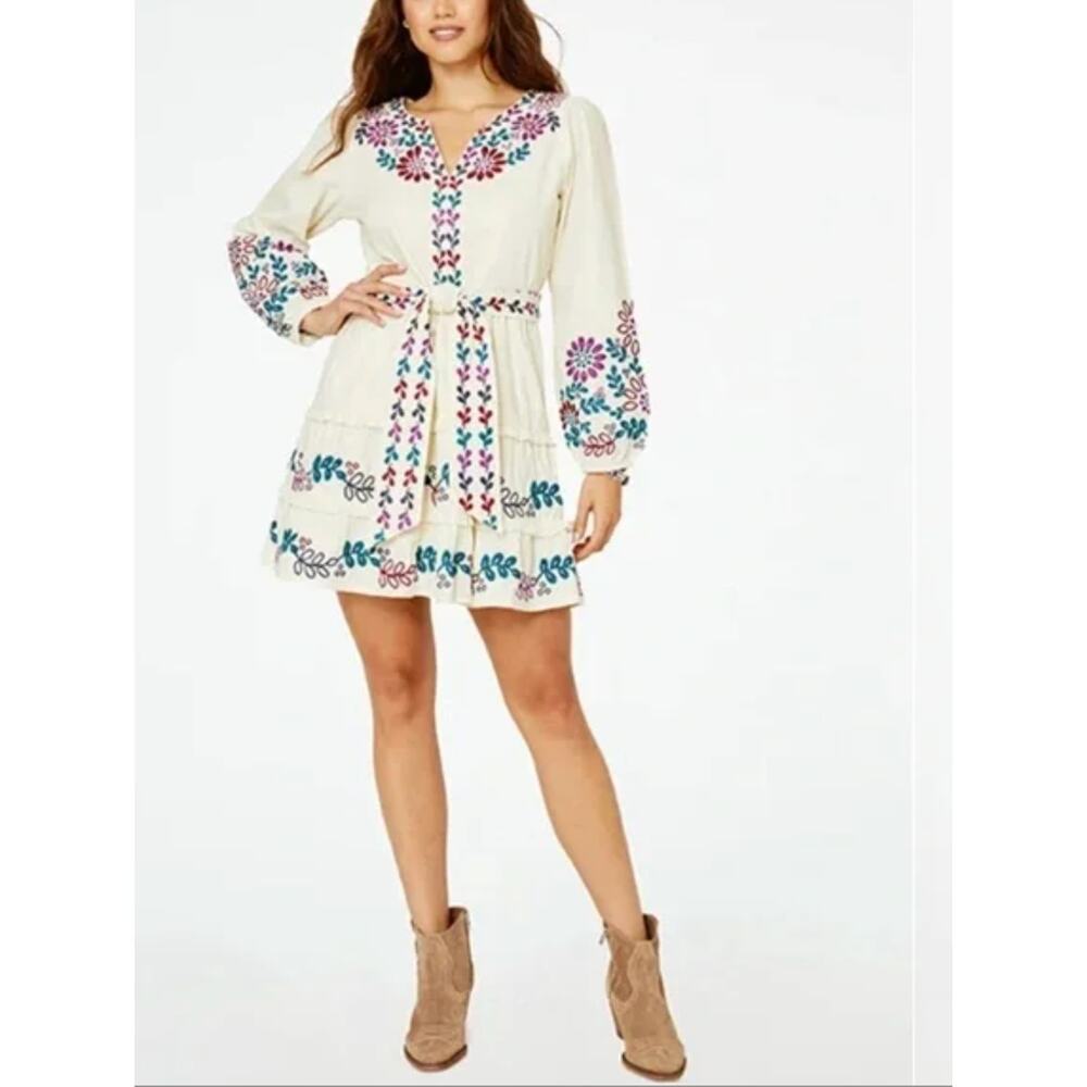 New Anthropologie Women's XL Roller Rabbit Naema Embroidered boho Mini Dress - Picture 2 of 10
